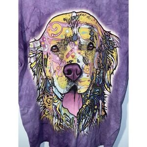 THE MOUNTAIN Golden Retriever Dog T-Shirt Purple Tie Dyed Dean Russo Art  Sz XL